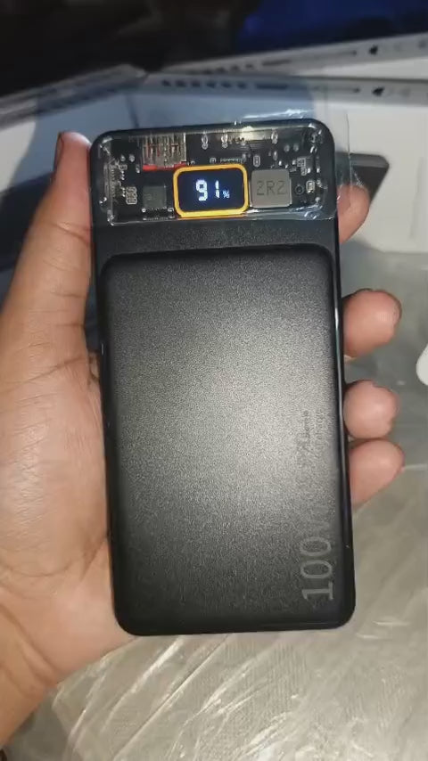 10000mAh Transparent Power Bank with 22.5W Fast Charging & LED Display